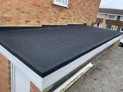 this is a photo of a new flat roof installed in Whitstable. All works carried out by Whitstable Roofers
